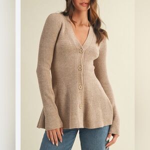 Maeve by Anthropologie Beige Hourglass Button-Up Cardigan